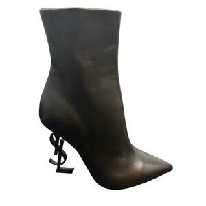 Saint Laurent Opyum YSL Ankle Booties Sculpted Heel Leather Statement Winter 5.5